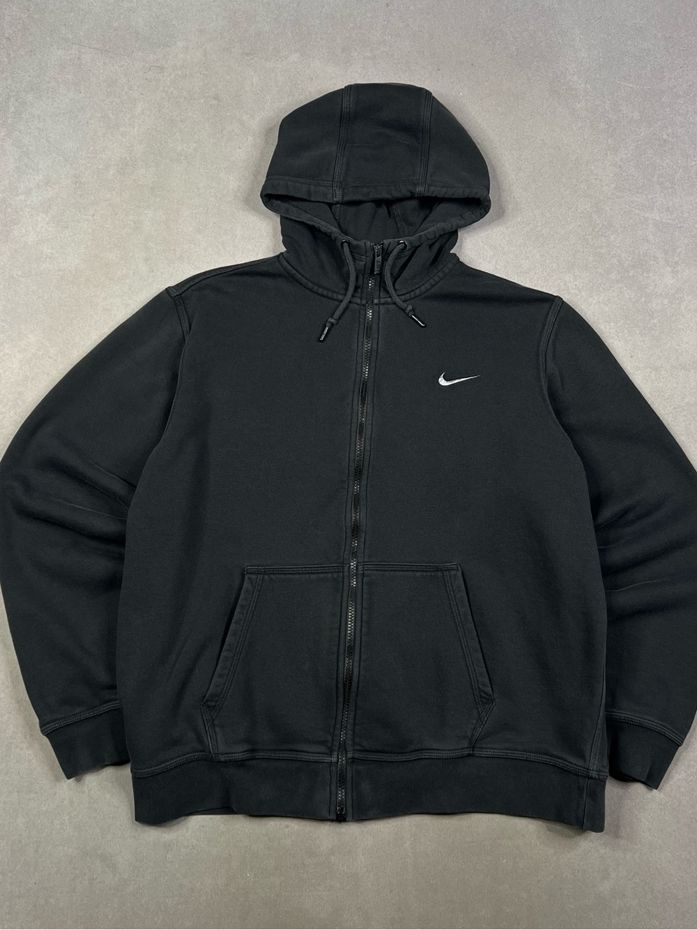 Nike Black Full-Zip Hooded Sweatshirt with White Swoosh